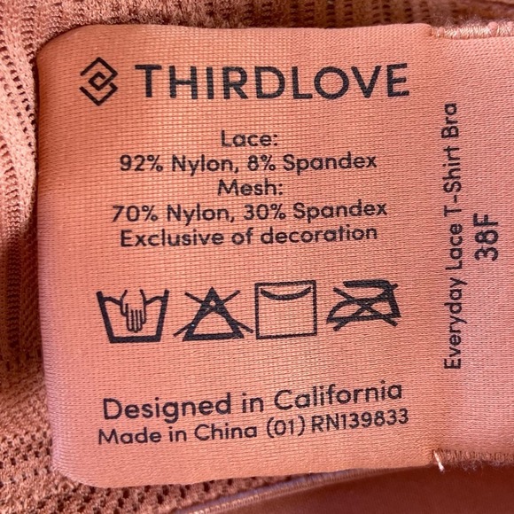 ThirdLove Everyday Lace T-shirt Bra In Copper Size 38F - Picture 9 of 10